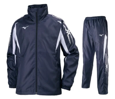 Mizuno Windbreaker Sports Wear Navy Breath Thermo Warmer Jacket and Pants Set - Image 1 of 2