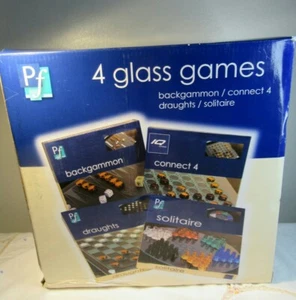 New In Box P F Games 4x Glass Games Set backgammon connect 4 draughts solitaire - Picture 1 of 8