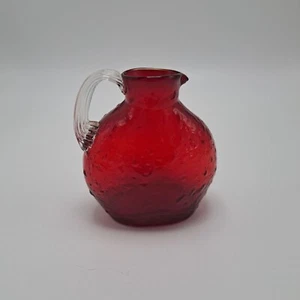 Pilgrim Glass Ruby Red Textured Pitcher Vase - Picture 1 of 9