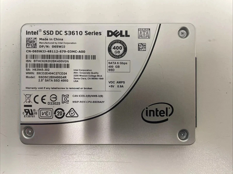DELL INTEL DC S3610 400GB Series SSD 6Gbps SATA 2.5" 65WJJ 065WJJ SSDSC2BX400G4R - Image 1 of 1