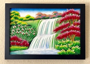 Gemme Naturali/Pietre Preziose Dipinto di Cascata a 2 Livelli, Albero di Rubino, 12"x8", Regali - Foto 1 di 1