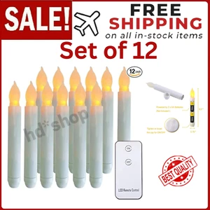 12pcs LED Flameless Taper Candles with 6H Automatic Timer, 0.79×6.5 Inches Ba... - Picture 1 of 24