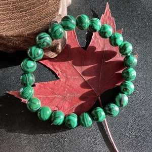 Malachite Bead Bracelet 8 mm Beads #259-1 - Picture 1 of 7