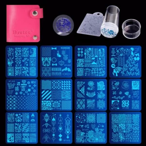 12 piezas placas de manicura para uñas Biutee + 1 estampador de esmalte + 1 estampilla de arte en uñas raspadora - Imagen 1 de 3