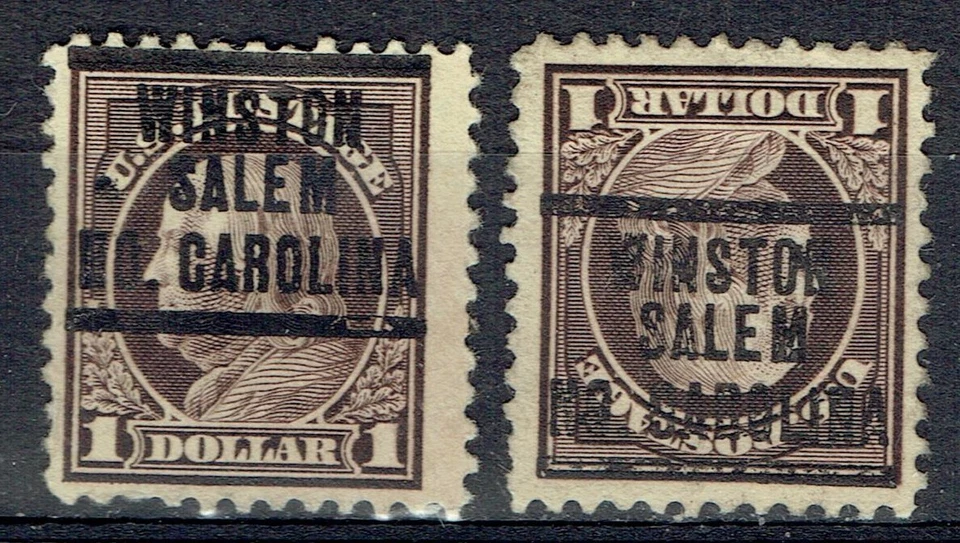 1917 2 $1 Franklins w/precancel f/WINSTON SALEM NC (518-207) BOTH Nor & Inv! - Image 1 of 1