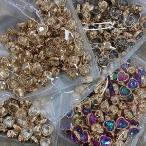 10mm Metal Button Love Heart Faceted Drill Button Decorative Buttons Black white - Picture 1 of 14