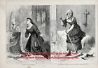Catholic Nun Contrasting Romance Vs Reality, Large 1860s Antique Engraving Print