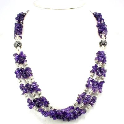 Collar con cuentas de amatista de piedras preciosas naturales hecho a mano moda joyería encantadora Foto 1 de 3