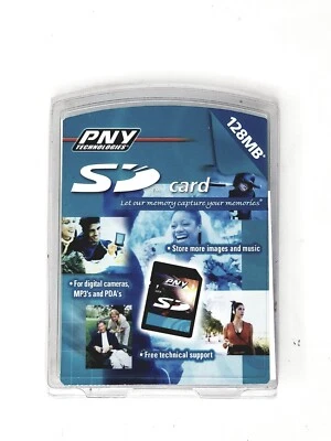PNY 128MB SD Card Cameras MP3's PDA's Music Images Storage Data  - Image 1 of 4