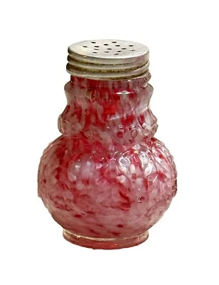 Старинный Northwood стекла листа и зонт клюквы брызги солонка b - Изображение 1 из 3