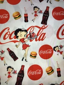 CUSTOM MADE...1 Yard Betty Boop Coca-Cola Cotton Fabric 36” X 54” Coke Movies L - Picture 1 of 1