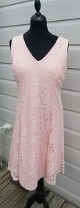 MELA LONDON Women's Pink Lace Fit & Flare Dress Size 16 Wedding - Stunning - Picture 1 of 6