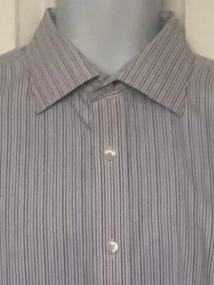 BLACK BROWN 1826 NWOT Blue Gray Black White Striped Cotton French Cuffs Links L - Image 1 of 4