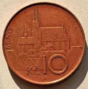 CZECH REPUBLIC KM4 1993 VF-VERY FINE CIRCULATED 10 KORUN COIN - Picture 1 of 2