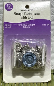 Coats Non-Sew Snap Fasteners & Tool #305 Size 24 For Heavy Weight Fabrics 10 set - Picture 1 of 2