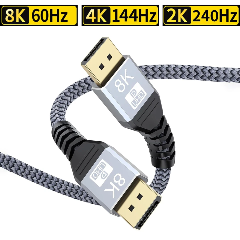Display Port to Display Port Cable 1.4 DP to DP 8K 60Hz High Speed Video Audio - Image 1 of 4