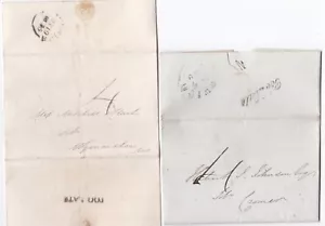 1835/9 2 DIFF TROPPO TARDI LETTERE FRANCOBOLLI NORWICH A CROMER & WYMONDHAM NORFOLK - Foto 1 di 2