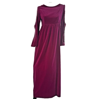 ÚNICO DISFRAZ DE PELÍCULA De Colección Años 90 Rosa Caliente CORTADO Terciopelo CUENTAS Vestido Princesa S Foto 1 de 4