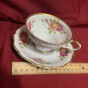 Vtg Edelstein Bavaria Germany Maria Theresia #19287 Footed Teacup & Saucer - Picture 1 of 10