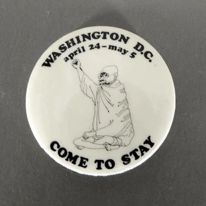 Ghandhi Image by Artist Ben Shahn Peoples Coalition May Day Cause Pinback Button - Picture 1 of 5