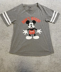 Disney Camicia Donna 1X T-shirt Topolino Grigio Scollo V Doppio Lato Non Preoccupatevi - Foto 1 di 5