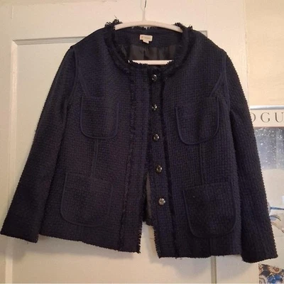 Daniel Cremieux Navy Tweed Boucle Jacket Blazer Size 12 - Image 1 of 4