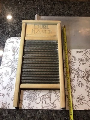 Vintage 18" DUBL HANDI COLUMBUS WASHBOARD Ohio METAL & WOOD Primitive Farmhouse - Image 1 of 4