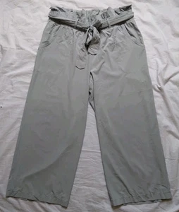 Ideology Cropped Pants Paper Bag Waist Flowy Pull-on Gray Boho Womens Large - Picture 1 of 8
