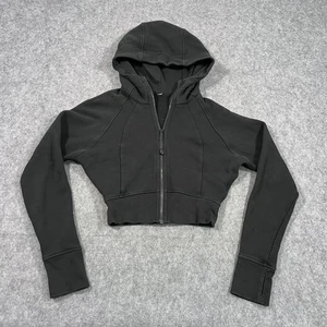 Lululemon Athletica Black Scuba Full Zip-Up Cropped Hoodie Sweatshirt Women's - Picture 1 of 5