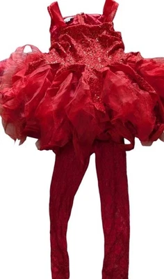 Wishcraft Dulce Diablo Disfraz Niñas 8 Rojo Lentejuelas Encaje Leggings Vestido Juegos con disfraces Foto 1 de 4