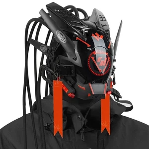 Punk Helmet Mask Round Light LED Light with Braids, 6 Punk Stickers, Futurist... - Picture 1 of 7