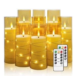 Flickering Flameless LED Candles,Battery Operated Candles 9 Pcs with Embedded... - Picture 1 of 6