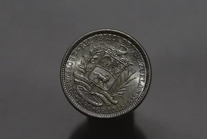 🧭 🇻🇪 VENEZUELA 2 BOLIVARES 1960 SILVER B84 #K1069 - Picture 1 of 2