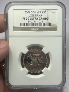 2002-S Proof Silver Louisiana State Quarter NGC PR 70 ULTRA CAMEO - Picture 1 of 4