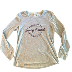 Lucky Brand Womens gray graphic tee long sleeve t-shirt Size Small - Picture 1 of 4