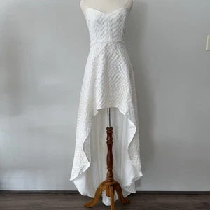 Sau Lee Wedding Dress Sz US4 White 3d Flowers Hi Low Asymmetric Hens Reception - Picture 1 of 22