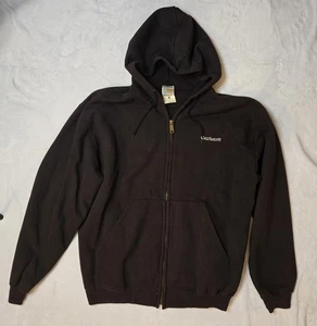 Vintage 90s Carhartt Full Zip Up Hoodie Sweatshirt Workwear Black Mens L EUC  - Picture 1 of 11