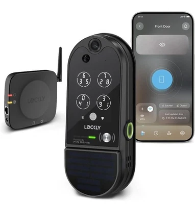 Lockly Vision Elite Video Smart Lock W/High-Def Cam Fingerprint & Solar Charge