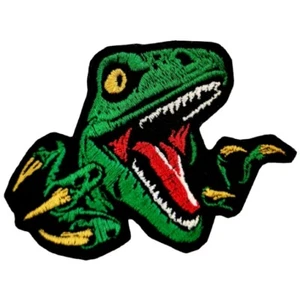 Parche Bordado Velociraptor Dinosaurio vs T-Rex Jurásico Motociclista Metal Rock Rider - Imagen 1 de 1