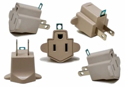 5 Pieces Electrical Grounding Adapter 3 Prong to 2 Prong Plug AC ETL Listed 125V - Image 1 of 4