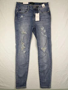 Judy Blue Damenjeans 9/29 Skinny Fit helle Waschung mittlerer Bund Knöchel Stretch neu mit Etikett - Bild 1 von 13