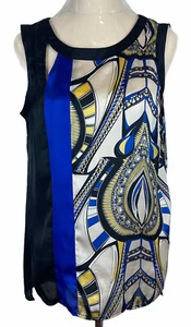 Events Womens Size 8 Blue/Black Sleeveless Blouse - Picture 1 of 7