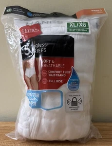 HANES MENS TAGLESS BRIEFS 5 PAIRS IN PACKAGE NEW SIZE XL (40-42) COLOR WHITE - Picture 1 of 2