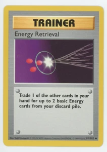 Energy Retrieval 81/102 Shadowless Casi Nuevo LP MP HP Juego Base Poco Común Pokémon WOTC - Imagen 1 de 7