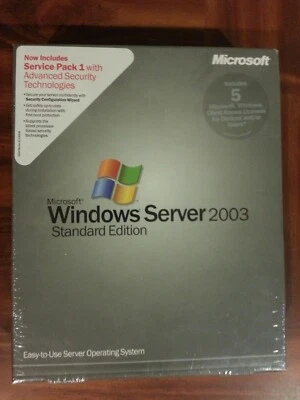 NEW Microsoft Windows Server 2003 Standard w' SP1 5 CAL P73-01071 SEALED BOX - Image 1 of 3