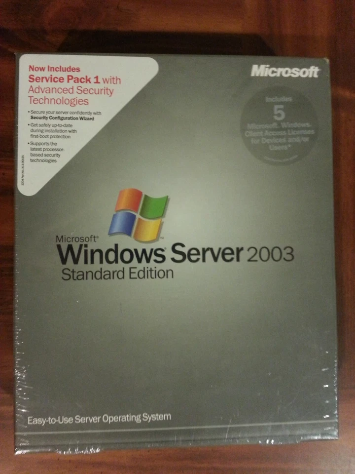 NEW Microsoft Windows Server 2003 Standard w' SP1 5 CAL P73-01071 SEALED BOX - Image 1 of 3