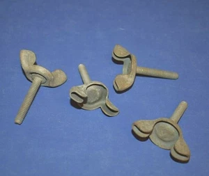 4 Vintage 1/4"- 20 x 1 5/8" Grey Stamped Shouldered Steel Wing Bolt Thumb Screw - Picture 1 of 5