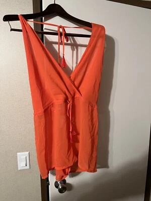 Traje de baño de playa Michael Kors transparente naranja coral talla XS Foto 1 de 4
