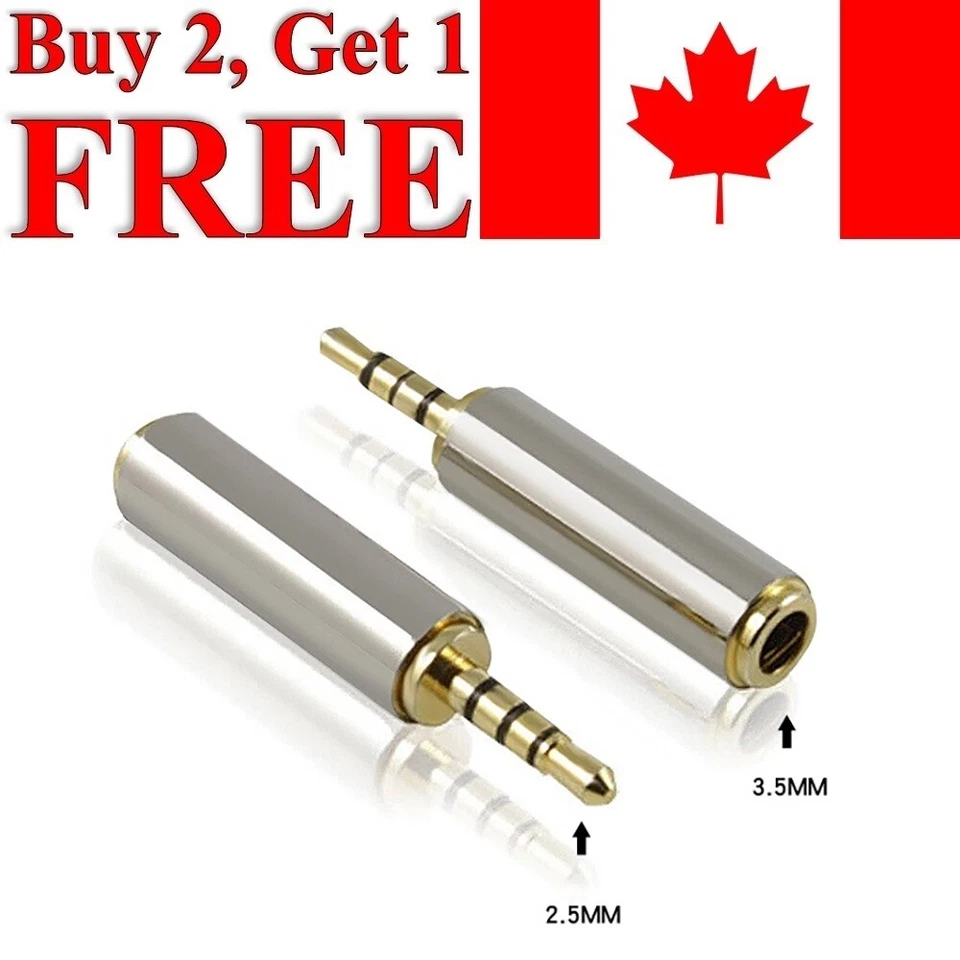 2.5mm to 3.5mm Aux Audio Adapter Converter Male to Female Jack For Headphone - Image 1 of 1
