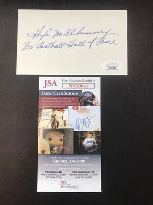 Hugh Mcelhenny 49ers HOF Sign JSA CERTIFIED 3x5 Index Card Autograph Inscription - Image 1 of 4
